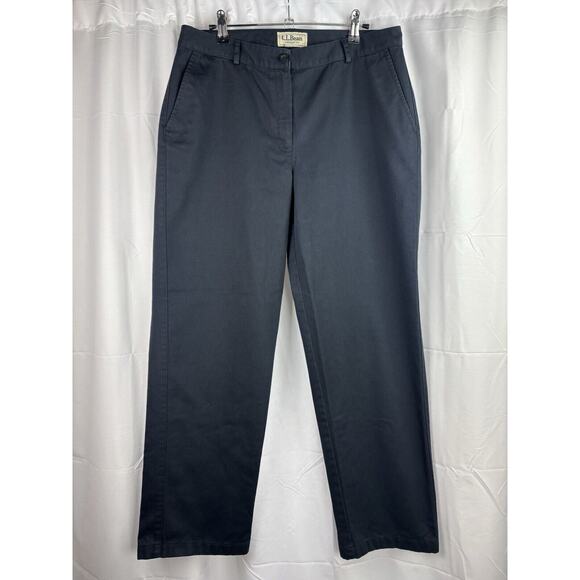 L.L. Bean Pants Women 10 Medium Navy Blue Classic Fit Straight Khaki Ladies HQG7 - Picture 1 of 12